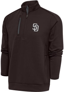 Antigua San Diego Padres Mens Brown Metallic Logo Generation Long Sleeve 1/4 Zip Pullover