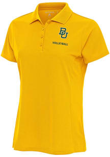 Antigua Baylor Bears Womens Gold Volleyball Legacy Pique Short Sleeve Polo Shirt