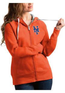 Antigua New York Mets Womens Orange Victory Full Long Sleeve Full Zip Jacket
