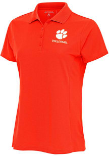 Antigua Clemson Tigers Womens Orange Volleyball Legacy Pique Short Sleeve Polo Shirt