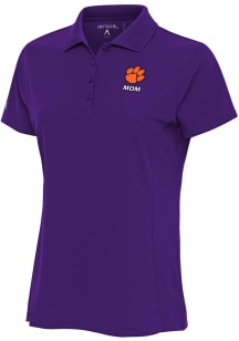 Antigua Clemson Tigers Womens Purple Mom Legacy Pique Short Sleeve Polo Shirt