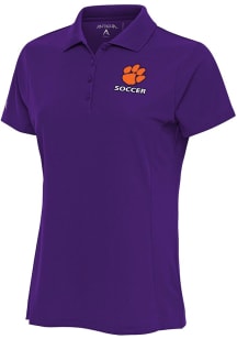 Antigua Clemson Tigers Womens Purple Soccer Legacy Pique Short Sleeve Polo Shirt