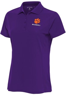Antigua Clemson Tigers Womens Purple Baseball Legacy Pique Short Sleeve Polo Shirt