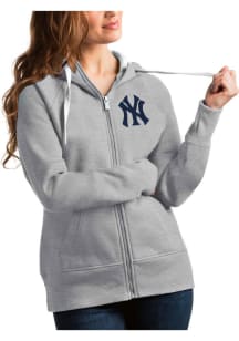 Antigua New York Yankees Womens Grey Victory Full Long Sleeve Full Zip Jacket