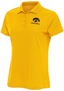 Antigua Iowa Hawkeyes Womens Gold Football Legacy Pique Short Sleeve Polo Shirt