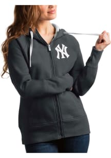 Antigua New York Yankees Womens Charcoal Victory Full Long Sleeve Full Zip Jacket