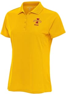Antigua Iowa State Cyclones Womens Gold Mom Legacy Pique Short Sleeve Polo Shirt