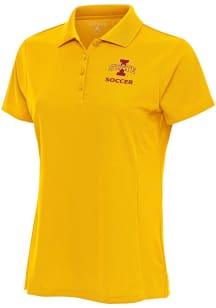 Antigua Iowa State Cyclones Womens Gold Soccer Legacy Pique Short Sleeve Polo Shirt