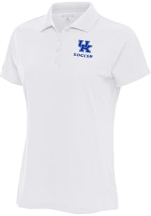 Antigua Kentucky Wildcats Womens White Soccer Legacy Pique Short Sleeve Polo Shirt