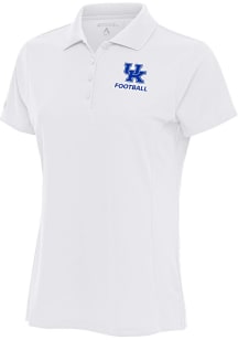 Antigua Kentucky Wildcats Womens White Football Legacy Pique Short Sleeve Polo Shirt