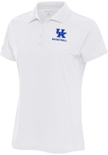 Antigua Kentucky Wildcats Womens White Basketball Legacy Pique Short Sleeve Polo Shirt