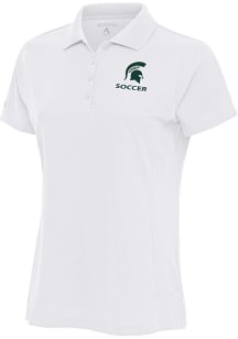 Antigua Michigan State Spartans Womens White Soccer Legacy Pique Short Sleeve Polo Shirt