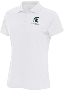 Antigua Michigan State Spartans Womens White Football Legacy Pique Short Sleeve Polo Shirt