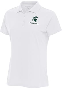 Antigua Michigan State Spartans Womens White Basketball Legacy Pique Short Sleeve Polo Shirt