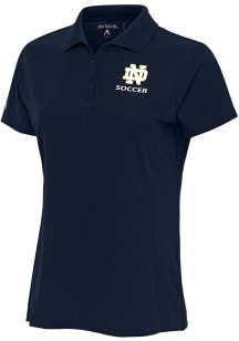Antigua Notre Dame Fighting Irish Womens Navy Blue Soccer Legacy Pique Short Sleeve Polo Shirt