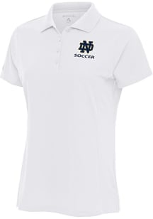 Antigua Notre Dame Fighting Irish Womens White Soccer Legacy Pique Short Sleeve Polo Shirt