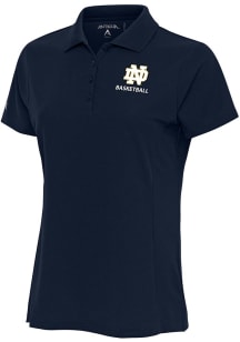 Antigua Notre Dame Fighting Irish Womens Navy Blue Basketball Legacy Pique Short Sleeve Polo Shi..