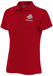 Antigua Ohio State Buckeyes Womens Red Volleyball Legacy Pique Short Sleeve Polo Shirt