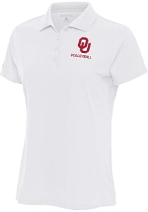 Antigua Oklahoma Sooners Womens White Volleyball Legacy Pique Short Sleeve Polo Shirt