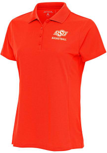 Antigua Oklahoma State Cowboys Womens Orange Basketball Legacy Pique Short Sleeve Polo Shirt