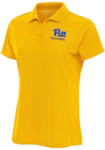 Antigua Pitt Panthers Womens Gold Volleyball Legacy Pique Short Sleeve Polo Shirt