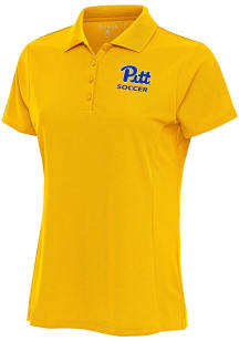 Antigua Pitt Panthers Womens Gold Soccer Legacy Pique Short Sleeve Polo Shirt