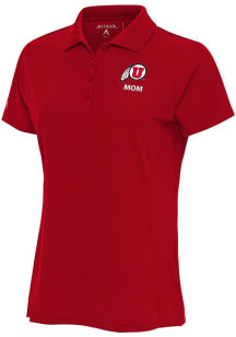 Antigua Utah Utes Womens Red Mom Legacy Pique Short Sleeve Polo Shirt