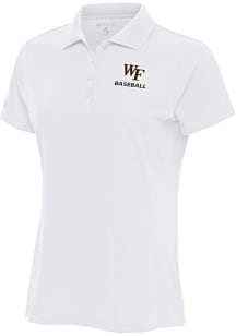 Antigua Wake Forest Demon Deacons Womens White Baseball Legacy Pique Short Sleeve Polo Shirt