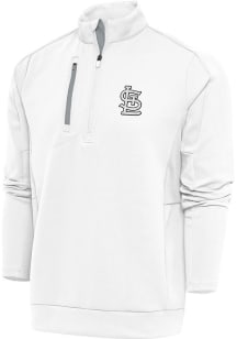 Antigua St Louis Cardinals Mens White Metallic Logo Generation Long Sleeve 1/4 Zip Pullover