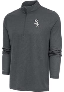 Antigua Chicago White Sox Mens Charcoal Metallic Logo Epic Long Sleeve 1/4 Zip Pullover