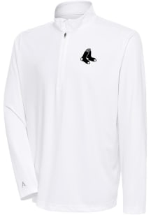 Antigua Boston Red Sox Mens White Metallic Logo Tribute Long Sleeve 1/4 Zip Pullover