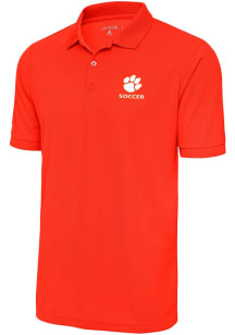 Antigua Clemson Tigers Mens Orange Soccer Legacy Pique Short Sleeve Polo