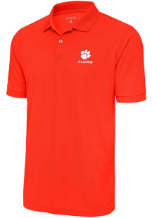 Antigua Clemson Tigers Mens Orange Alumni Legacy Pique Short Sleeve Polo