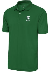 Mens Michigan State Spartans Green Antigua Dad Legacy Pique Short Sleeve Polo Shirt