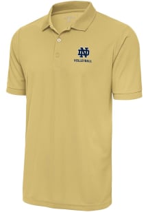 Antigua Notre Dame Fighting Irish Mens Gold Volleyball Legacy Pique Short Sleeve Polo