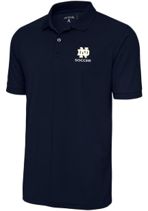 Antigua Notre Dame Fighting Irish Mens Navy Blue Soccer Legacy Pique Short Sleeve Polo