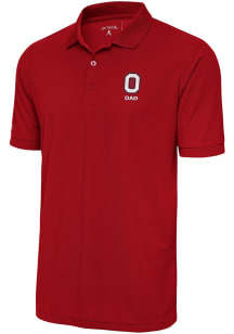 Mens Ohio State Buckeyes Red Antigua Dad Legacy Pique Short Sleeve Polo Shirt