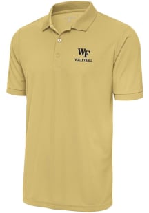 Antigua Wake Forest Demon Deacons Mens Gold Volleyball Legacy Pique Short Sleeve Polo