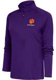 Antigua Clemson Tigers Womens Purple Football Tribute 1/4 Zip Pullover