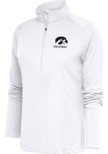 Antigua Hawkeyes Womens White Volleyball Tribute 1/4 Zip Pullover
