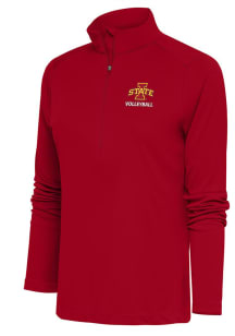 Antigua Iowa State Cyclones Womens Red Volleyball Tribute 1/4 Zip Pullover