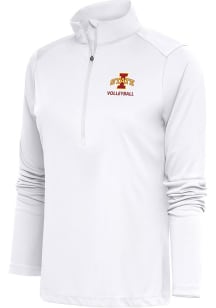 Antigua Cyclones Womens White Volleyball Tribute 1/4 Zip Pullover