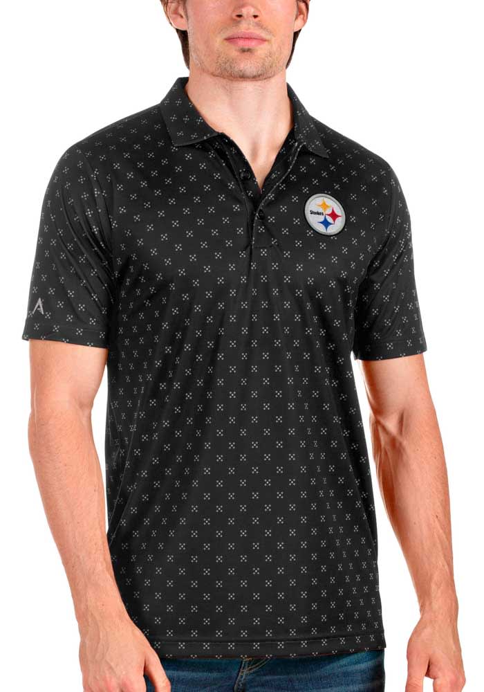 Antigua Men's Pittsburgh Steelers Affluent Black Polo