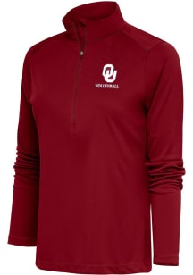 Antigua Oklahoma Womens Red Volleyball Tribute 1/4 Zip Pullover