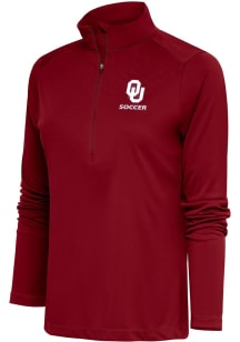 Antigua Oklahoma Sooners Womens Red Soccer Tribute 1/4 Zip Pullover