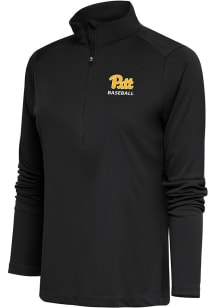 Antigua Pitt Panthers Womens Grey Baseball Tribute 1/4 Zip Pullover