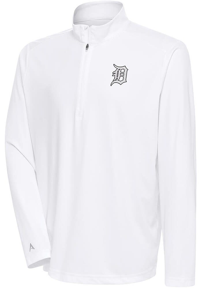 Antigua Detroit Tigers Navy Blue Metallic Logo Tribute Long Sleeve 1/4 Zip Pullover, Navy Blue, 100% POLYESTER, Size 3XL, Rally House