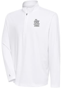 Antigua St Louis Cardinals Mens White Metallic Logo Tribute Long Sleeve 1/4 Zip Pullover