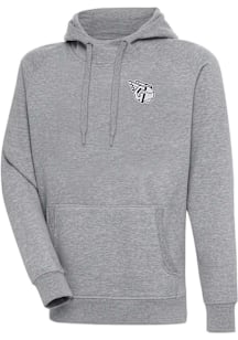 Antigua Cleveland Guardians Mens Grey Metallic Logo Victory Long Sleeve Hoodie