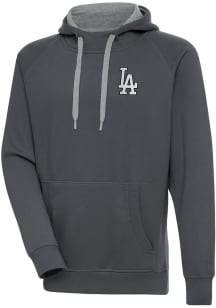 Antigua Los Angeles Dodgers Mens Charcoal Metallic Logo Victory Long Sleeve Hoodie